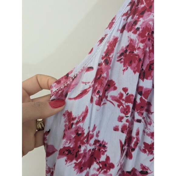 Lola Australia Sapphire Cotton Maxi Dress Floral Lavender Red Ruffle Halter Sz M - Picture 3 of 10